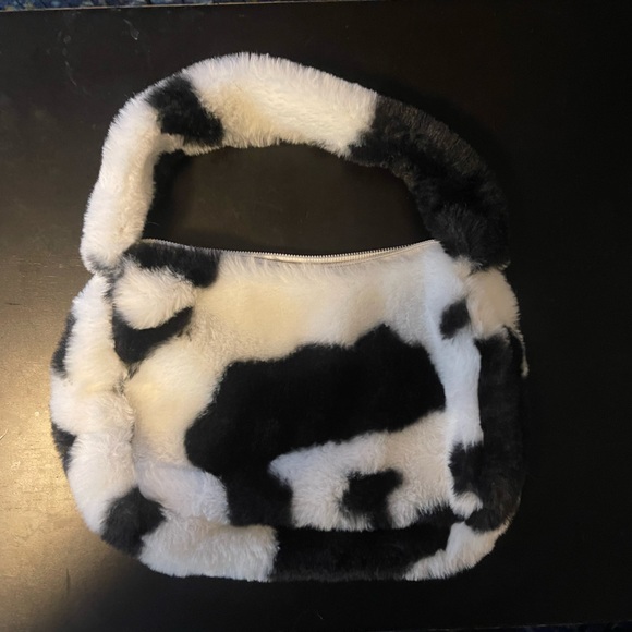 NWOT Y2K fuzzy cow print purse - Picture 2 of 3